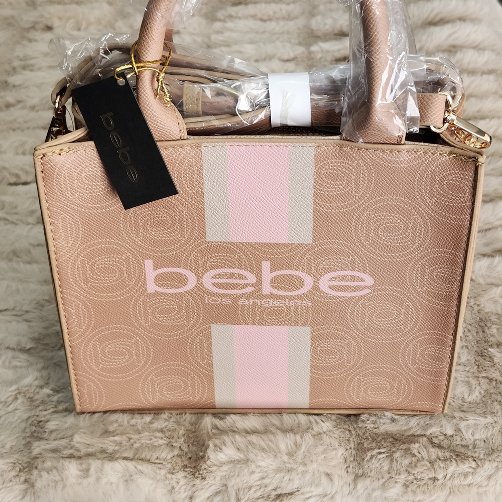 NWT Bebe Pink & Tan Vegan Leather Small Crossbody Bag